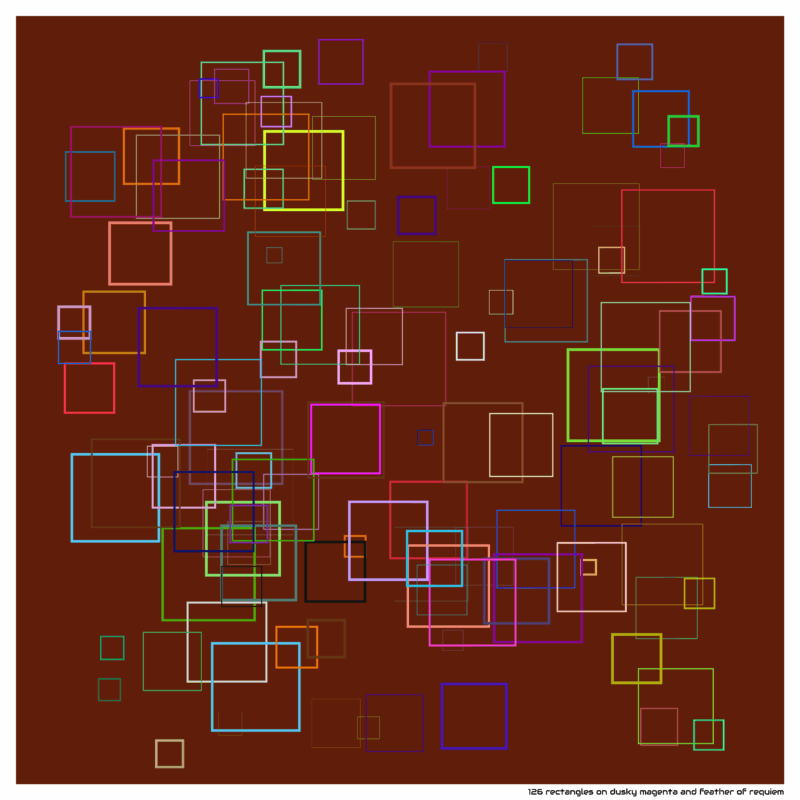 126 rectangles on dusky magenta and feather of requiem