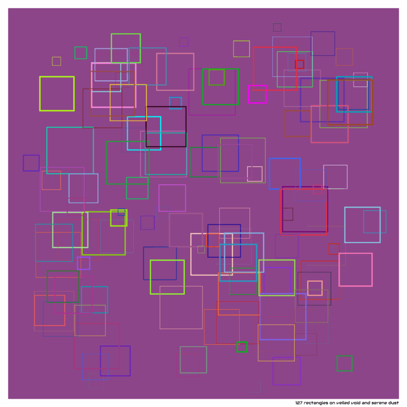 127 rectangles on veiled void and serene dust