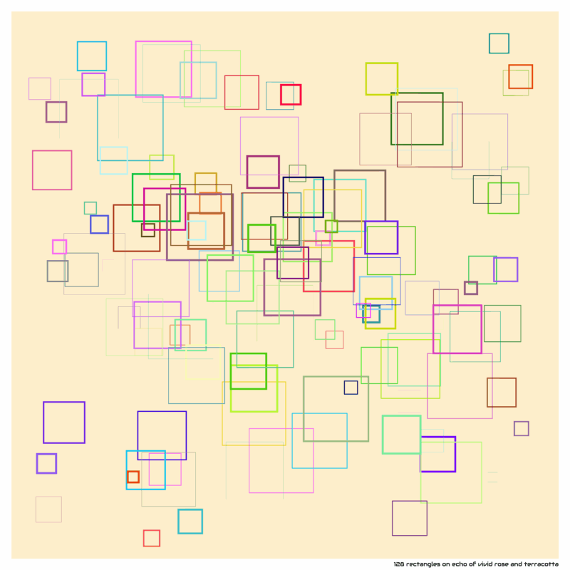 128 rectangles on echo of vivid rose and terracotta