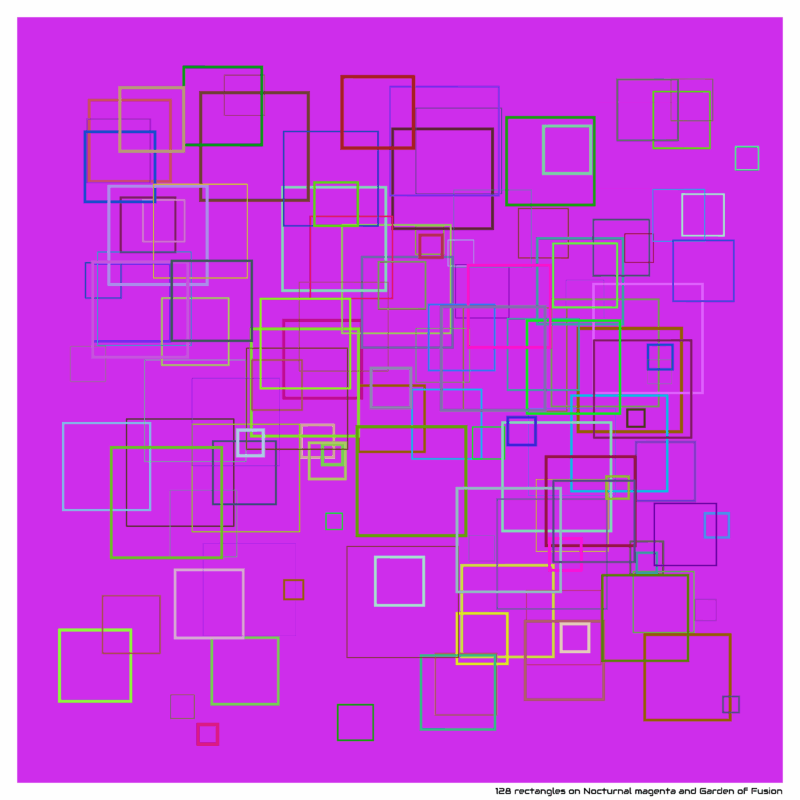 128 rectangles on Nocturnal magenta and Garden of Fusion