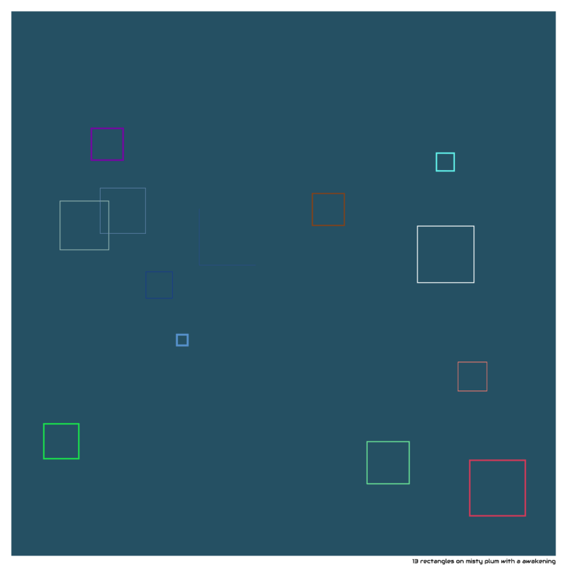 13 rectangles on misty plum with a awakening