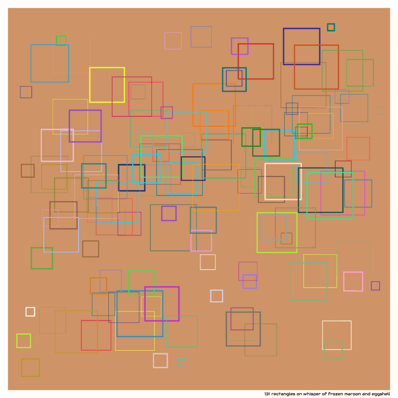 131 rectangles on whisper of frozen maroon and eggshell