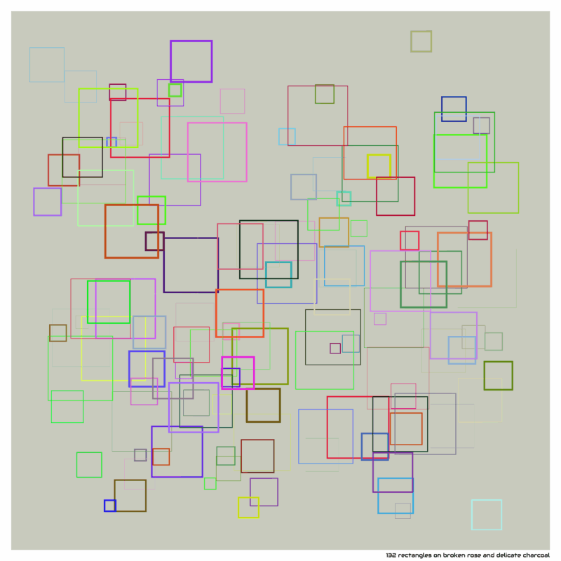 132 rectangles on broken rose and delicate charcoal