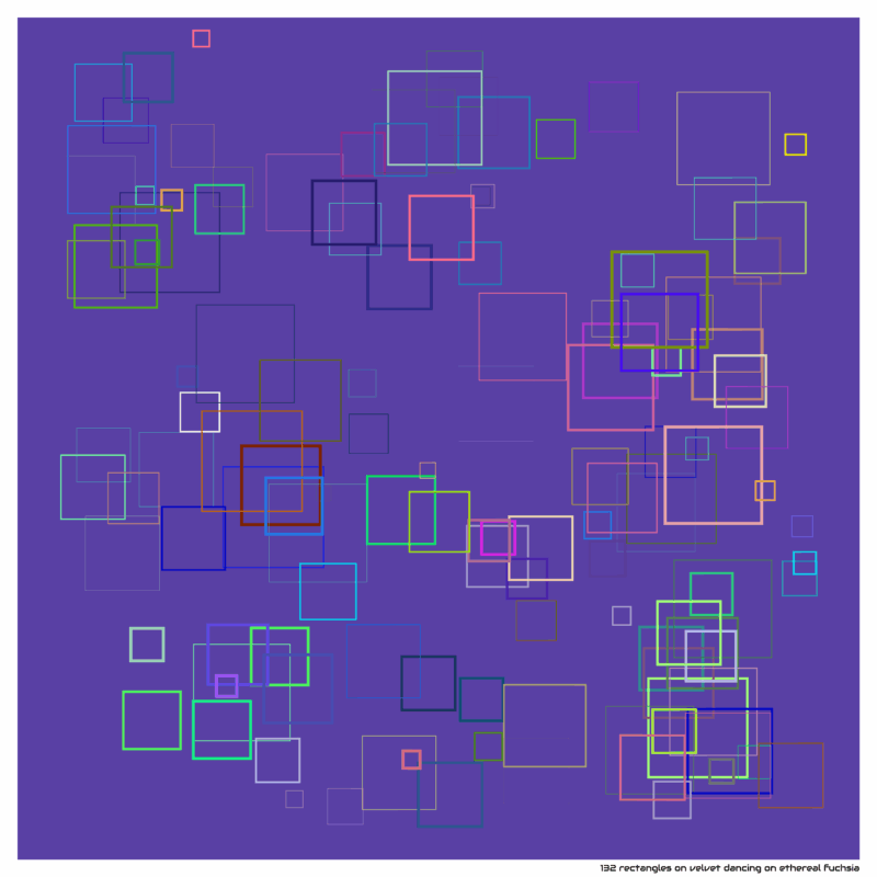 132 rectangles on velvet dancing on ethereal fuchsia