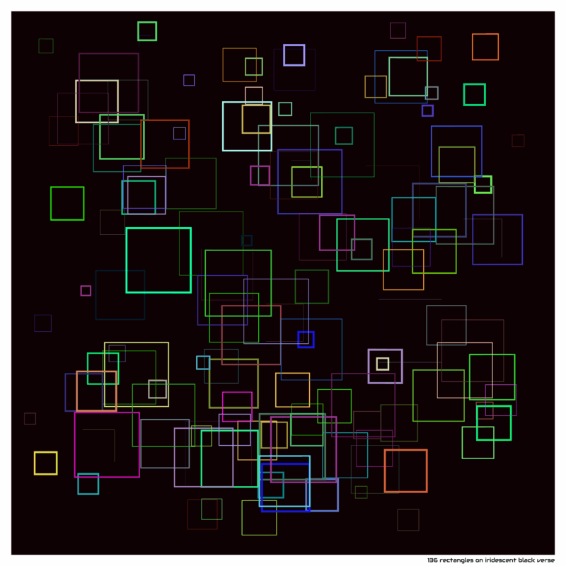 136 rectangles on iridescent black verse