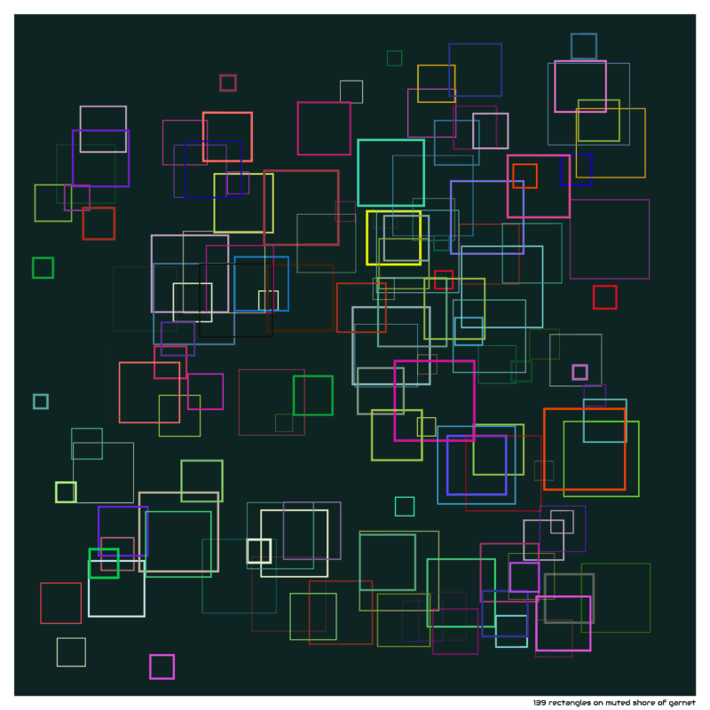 139 rectangles on muted shore of garnet