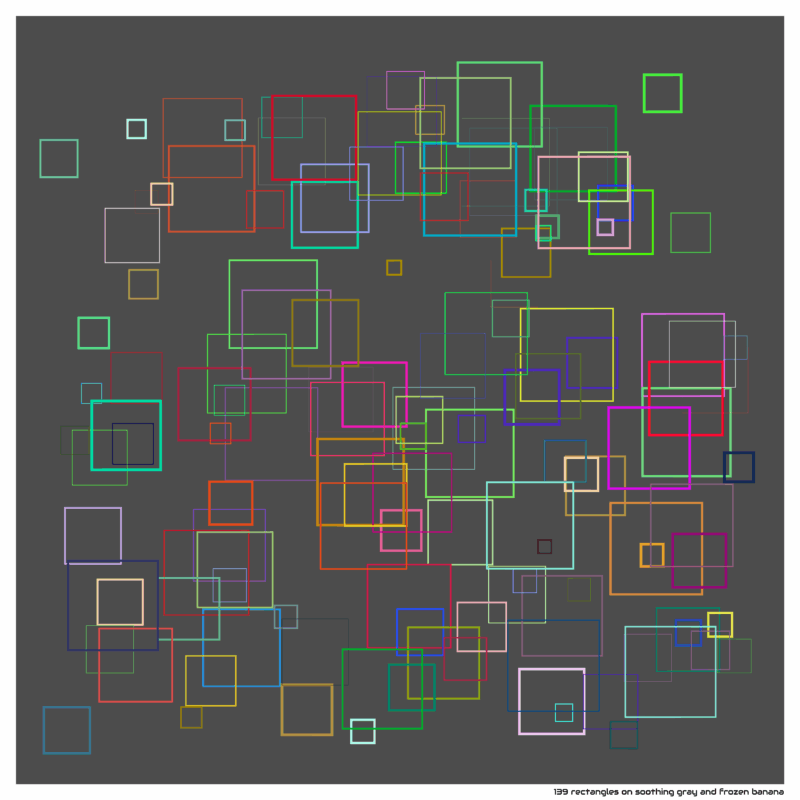 139 rectangles on soothing gray and frozen banana
