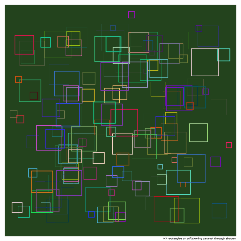 147 rectangles on a flickering caramel through shadow