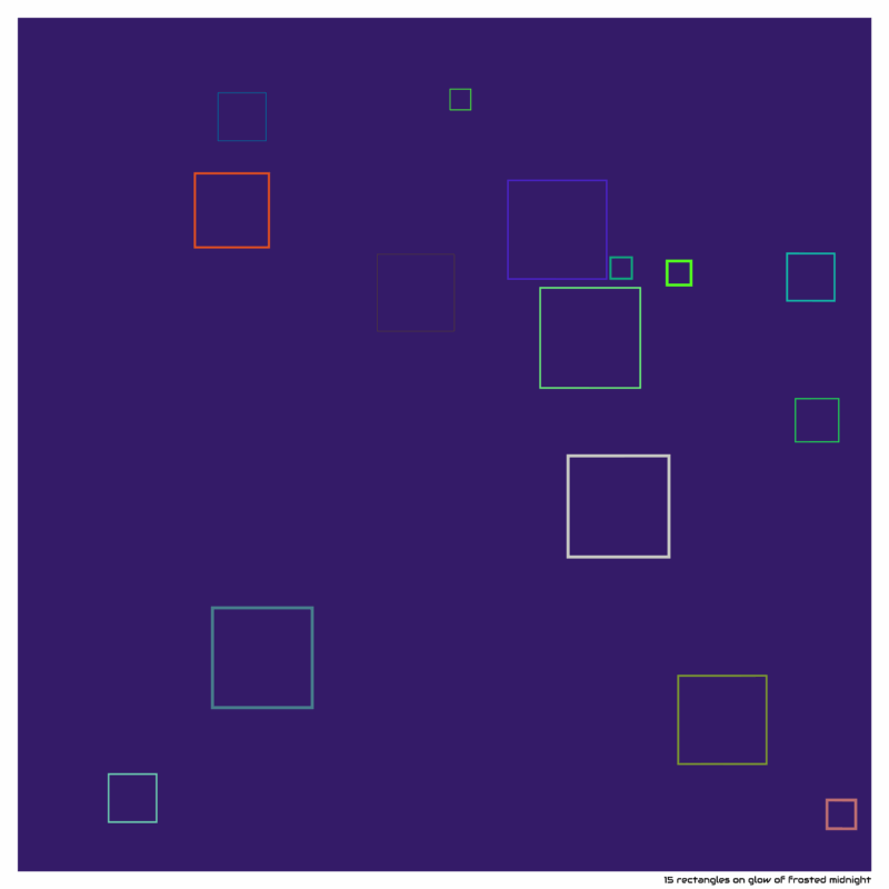 15 rectangles on glow of frosted midnight