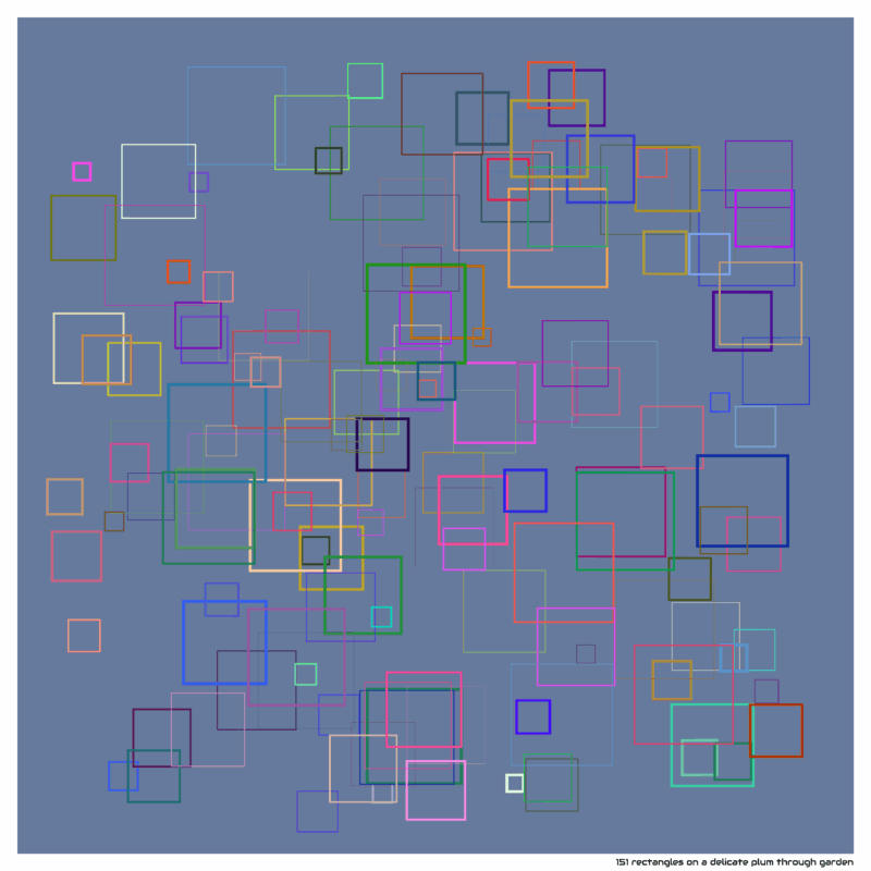 151 rectangles on a delicate plum through garden