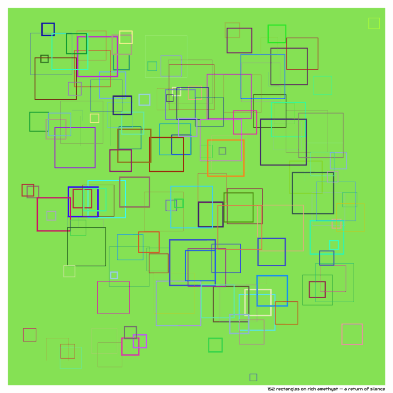 152 rectangles on rich amethyst — a return of silence