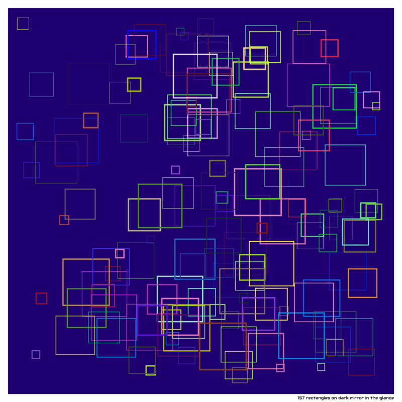 157 rectangles on dark mirror in the glance