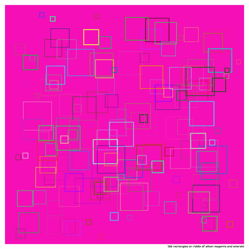 158 rectangles on riddle of silken magenta and emerald