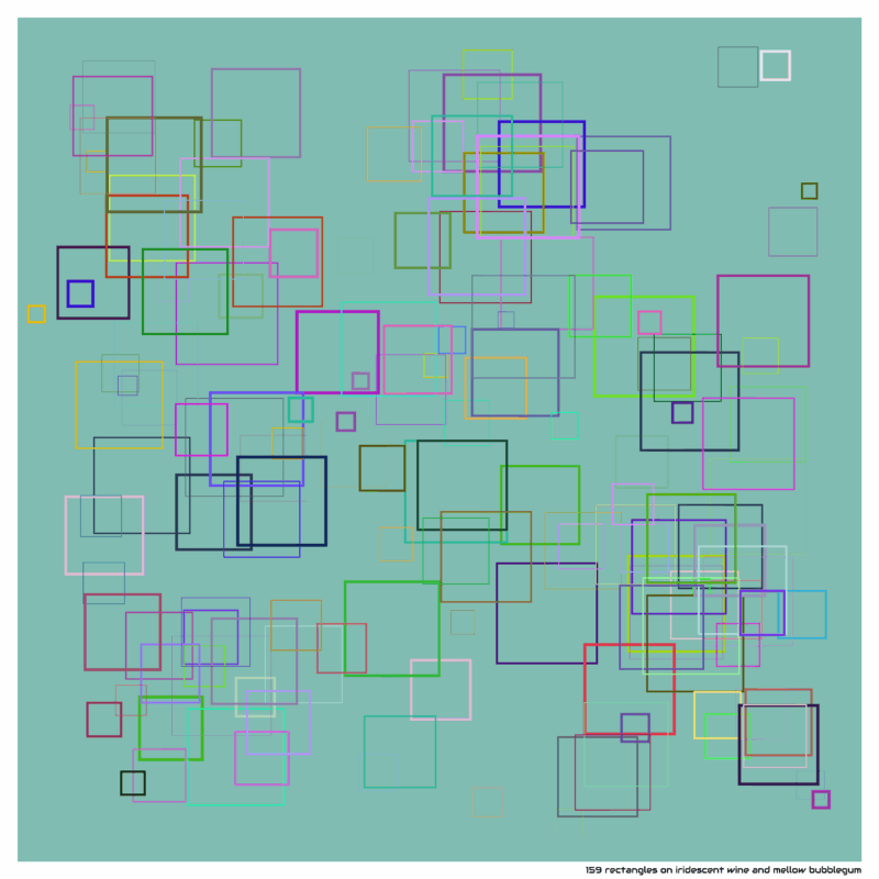 159 rectangles on iridescent wine and mellow bubblegum