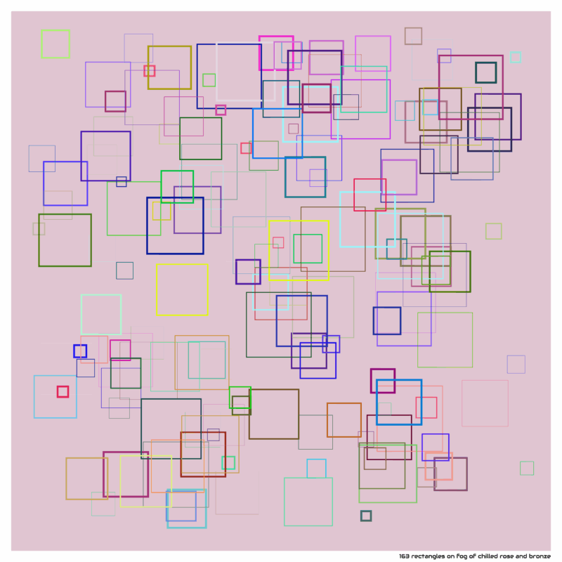 163 rectangles on fog of chilled rose and bronze