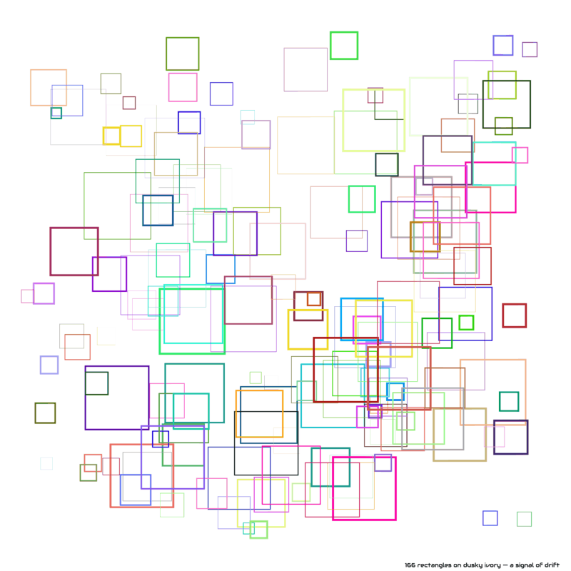 166 rectangles on dusky ivory — a signal of drift