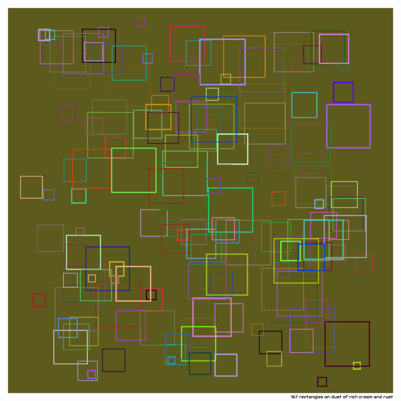 167 rectangles on dust of rich cream and rust