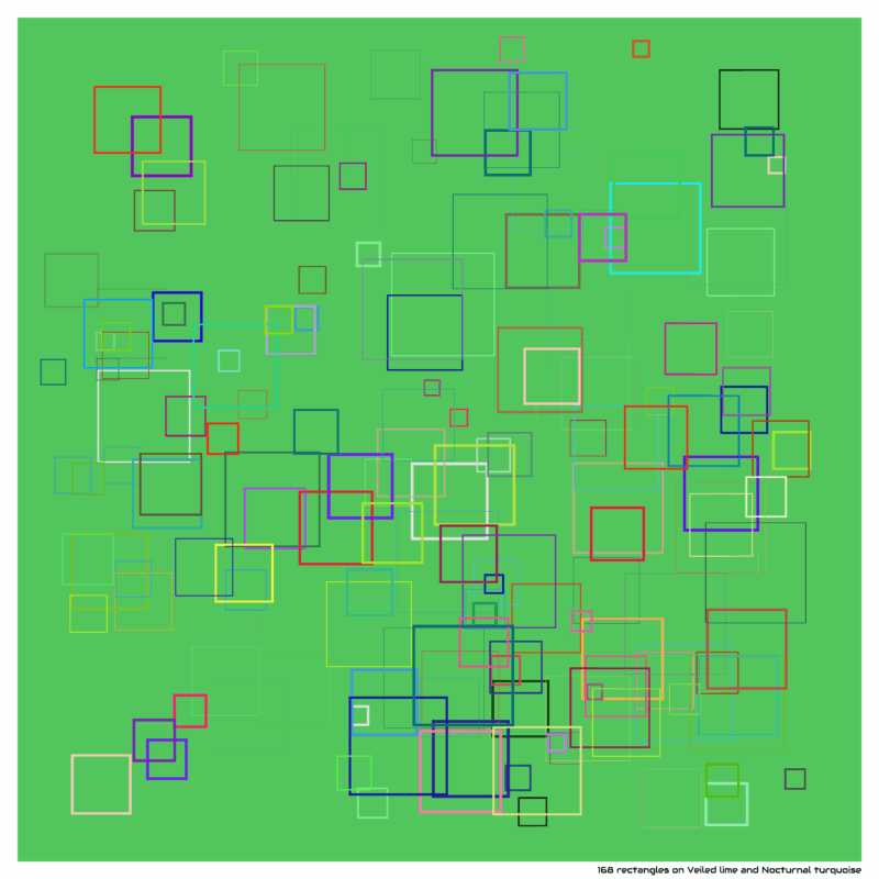 168 rectangles on Veiled lime and Nocturnal turquoise
