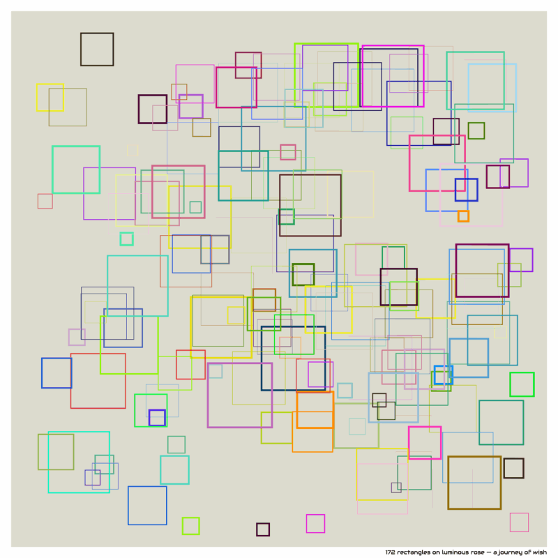 172 rectangles on luminous rose — a journey of wish