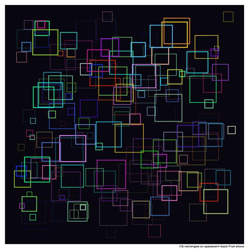 172 rectangles on opalescent black from stone