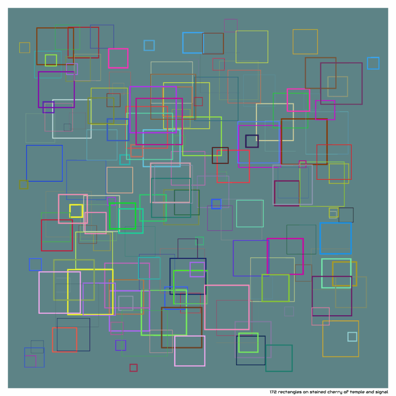 172 rectangles on stained cherry of temple and signal