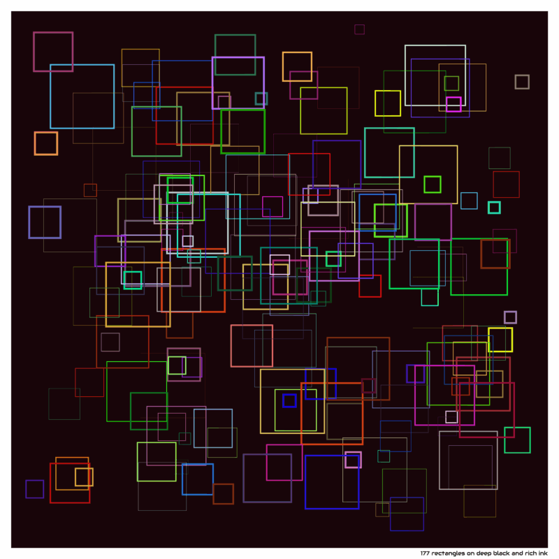 177 rectangles on deep black and rich ink