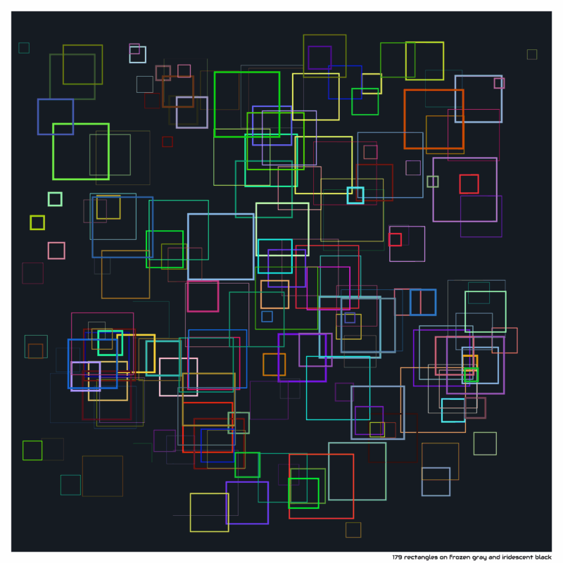 179 rectangles on frozen gray and iridescent black