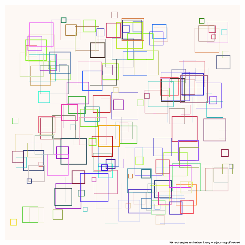 179 rectangles on hollow ivory — a journey of velvet