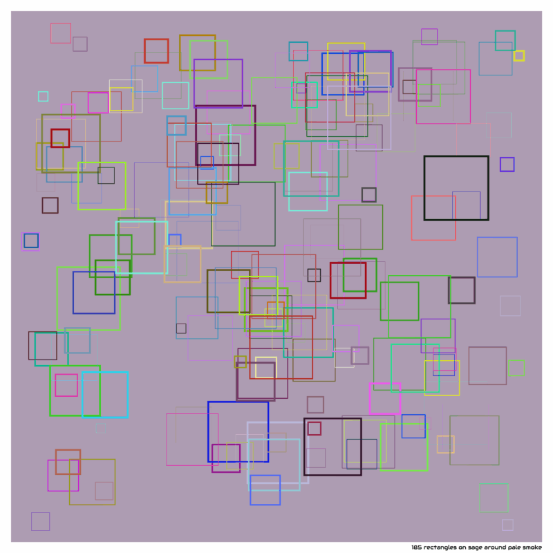 185 rectangles on sage around pale smoke