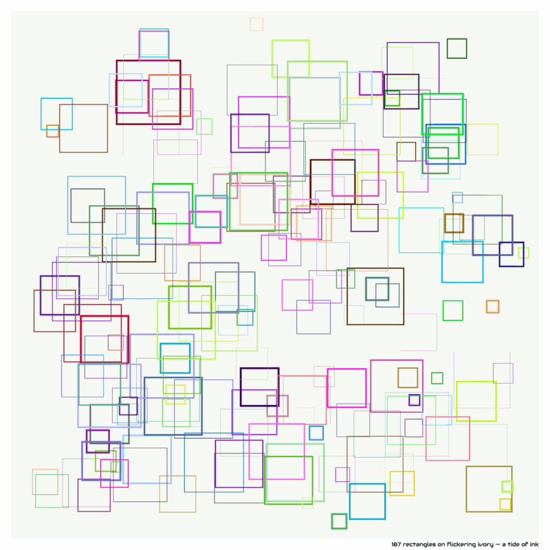 187 rectangles on flickering ivory — a tide of ink