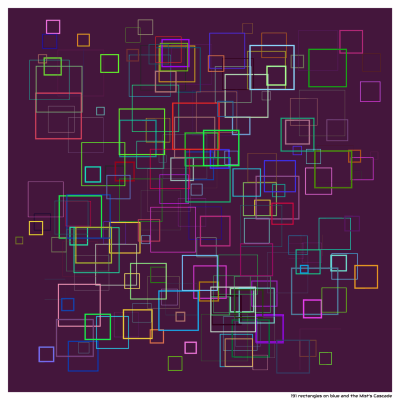 191 rectangles on blue and the Mist’s Cascade