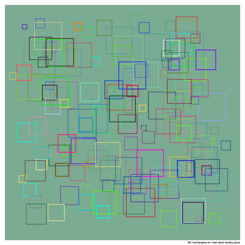 191 rectangles on teal amid lonely plum
