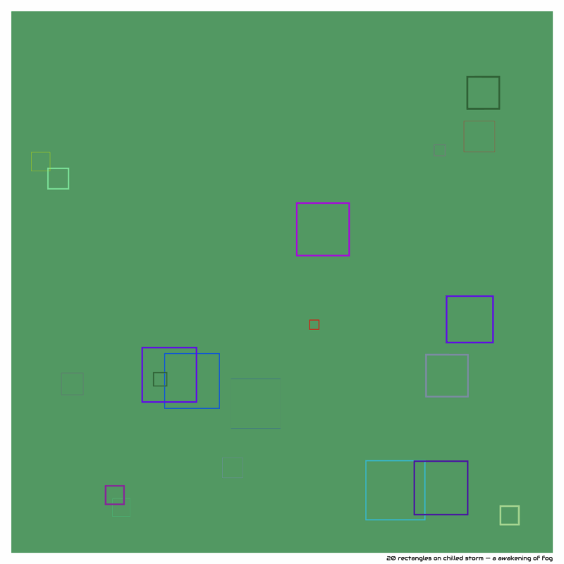 20 rectangles on chilled storm — a awakening of fog