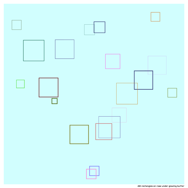 20 rectangles on rose under glowing butter