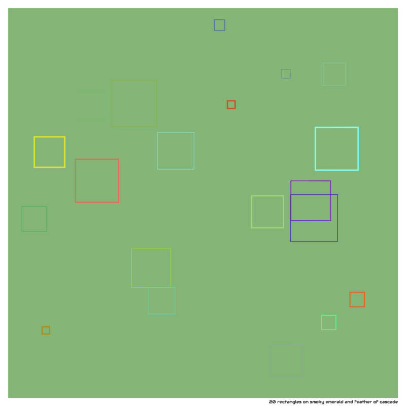 20 rectangles on smoky emerald and feather of cascade