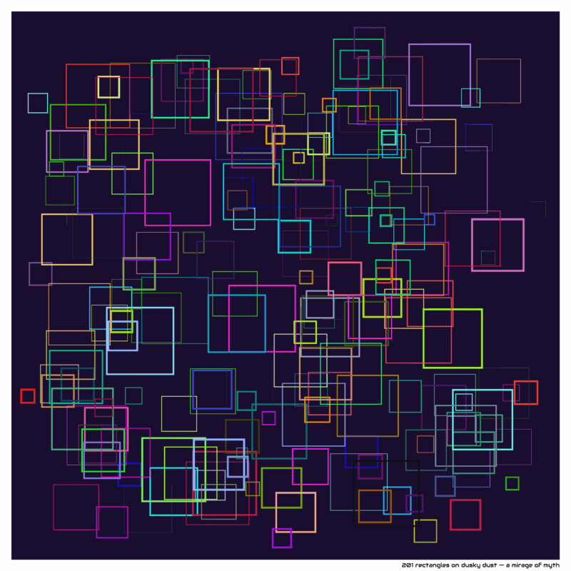 201 rectangles on dusky dust — a mirage of myth