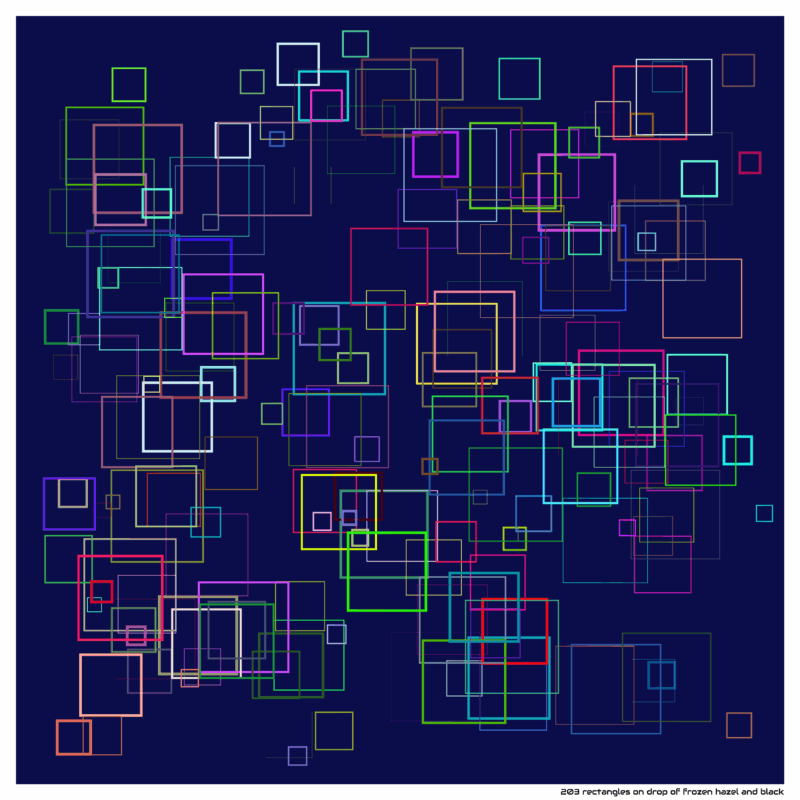 203 rectangles on drop of frozen hazel and black