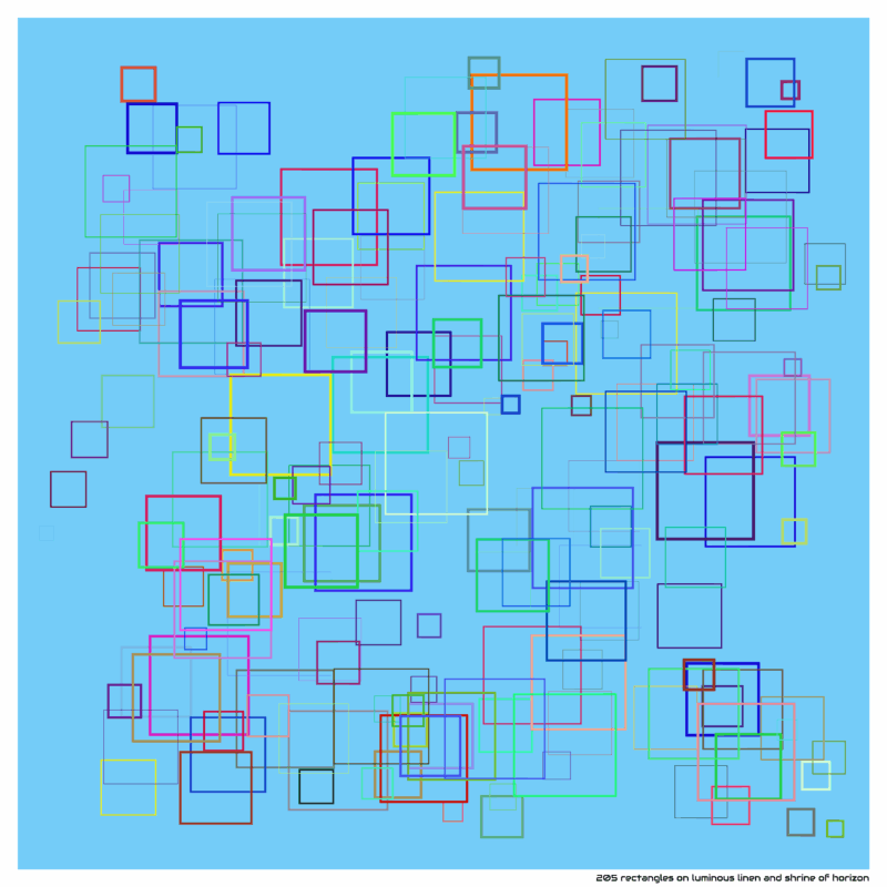 205 rectangles on luminous linen and shrine of horizon