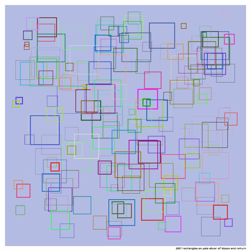 207 rectangles on pale silver of bloom and return