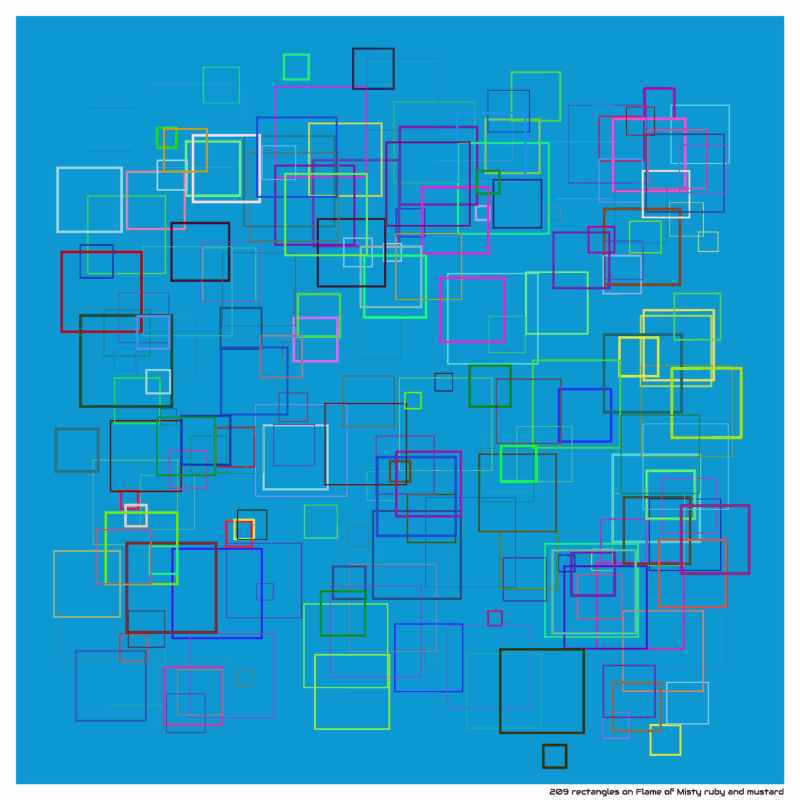 209 rectangles on Flame of Misty ruby and mustard