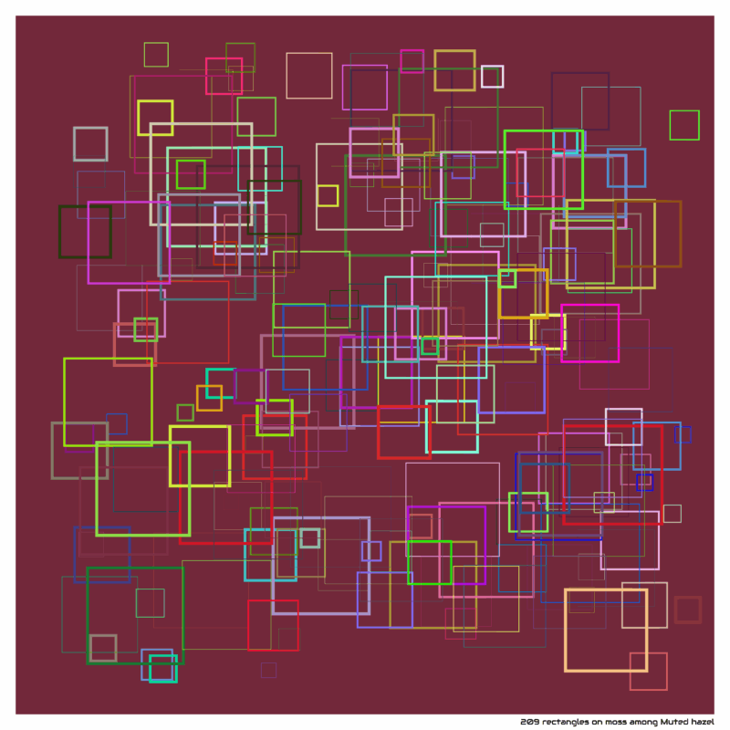 209 rectangles on moss among Muted hazel