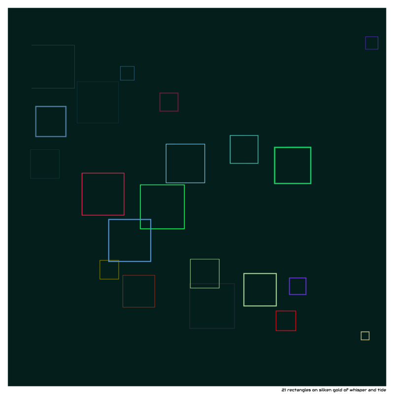 21 rectangles on silken gold of whisper and tide