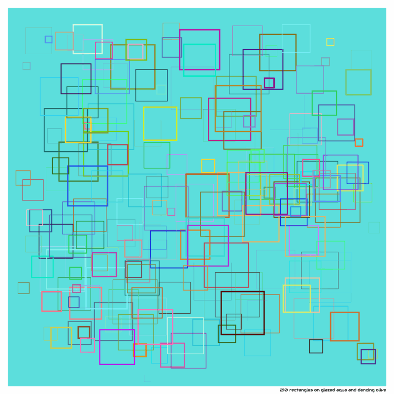 210 rectangles on glazed aqua and dancing olive