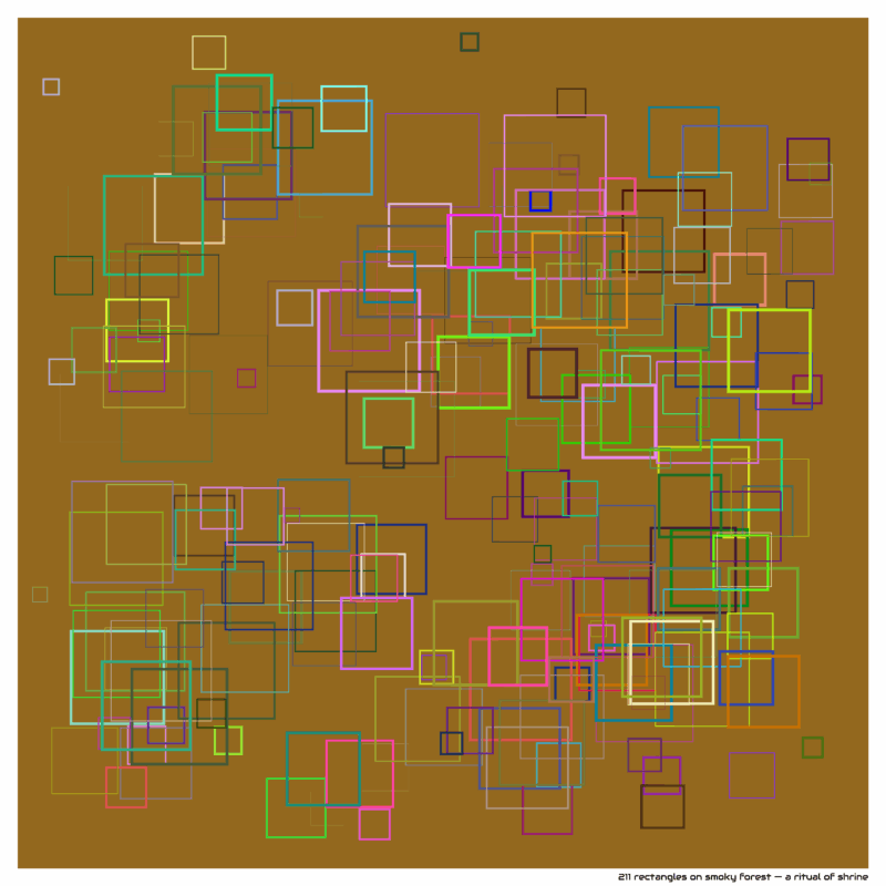 211 rectangles on smoky forest — a ritual of shrine