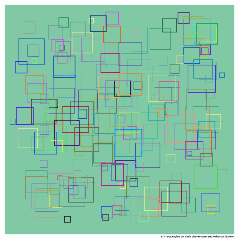 217 rectangles on dark chartreuse and ethereal butter