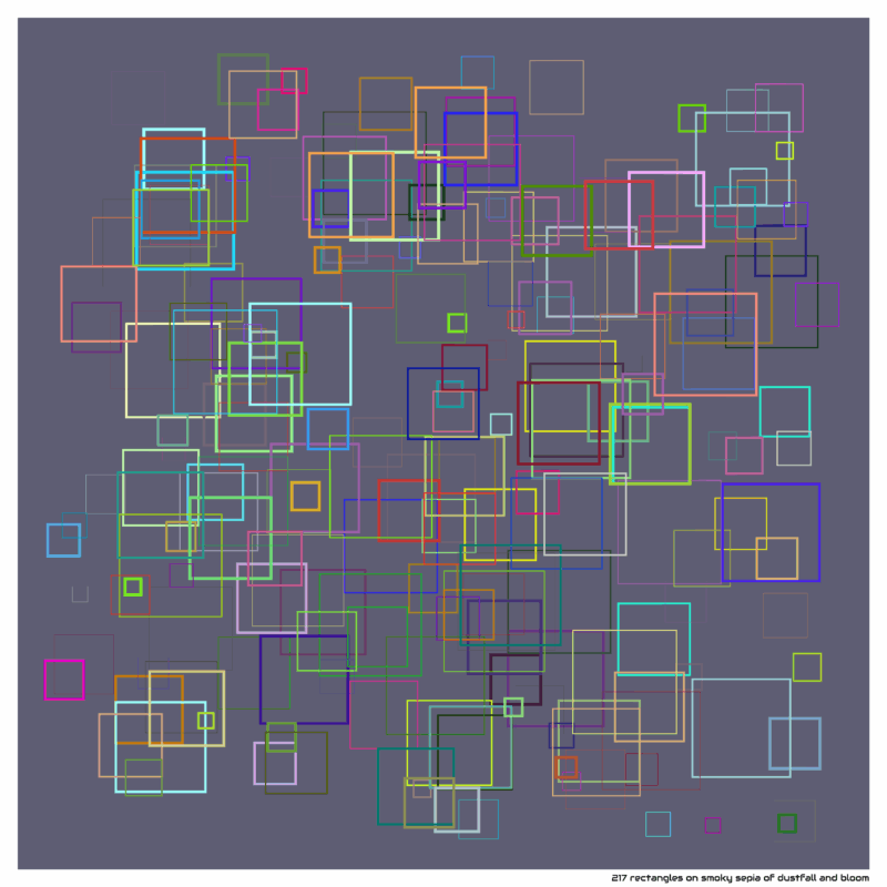 217 rectangles on smoky sepia of dustfall and bloom