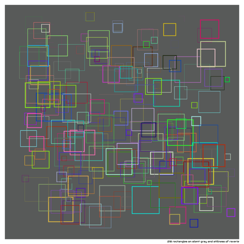218 rectangles on silent gray and stillness of reverie