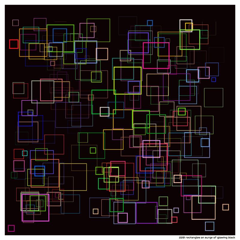 220 rectangles on surge of glowing black