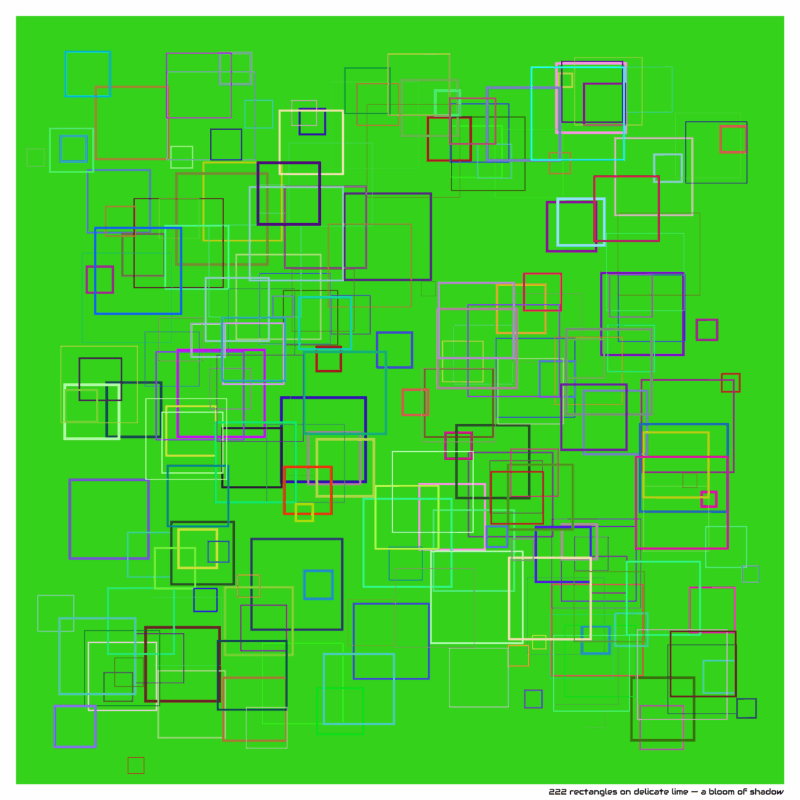222 rectangles on delicate lime — a bloom of shadow