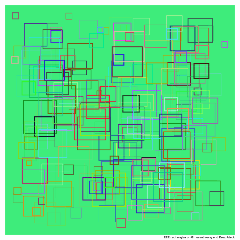 222 rectangles on Ethereal ivory and Deep black